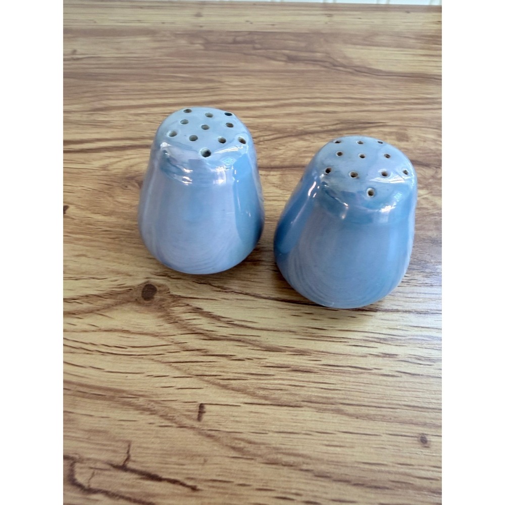 Vintage Blue Lusterware Salt and Pepper Shakers Made in Japan MCM Small